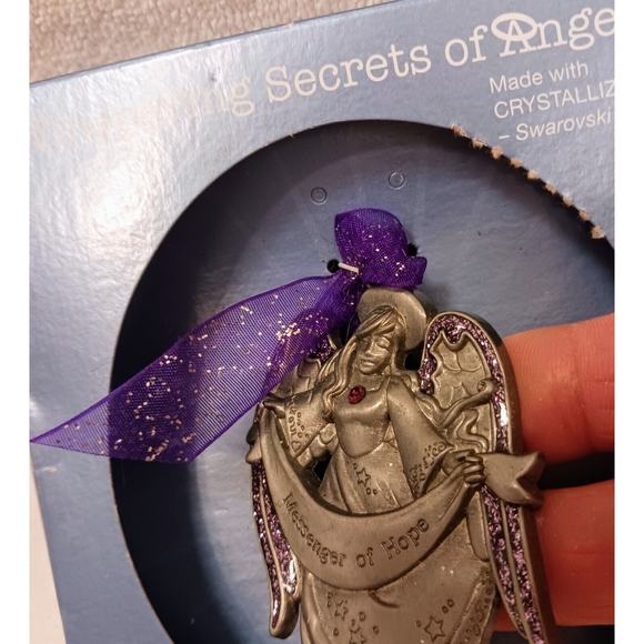 Gloria Duchin Pewter Swarovski Crystal Ornament Whispering Secrets Of Angel HOPE - Picture 5 of 9